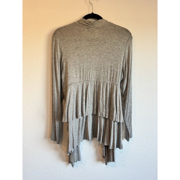 AB Studio Women's Gray Open Front Layered Cardigan Sweater Long Sleeve Large - Picture 8 of 11